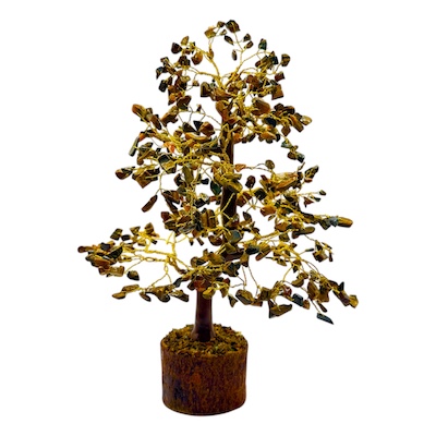 500 Bead Tigers Eye Tree Wooden Base